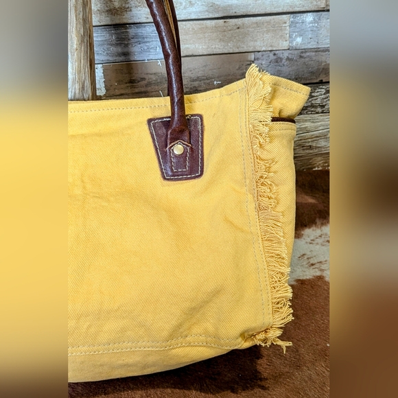 Myra Supine Canvas & Leather With Concho & Studs Handbag - Picture 12 of 16